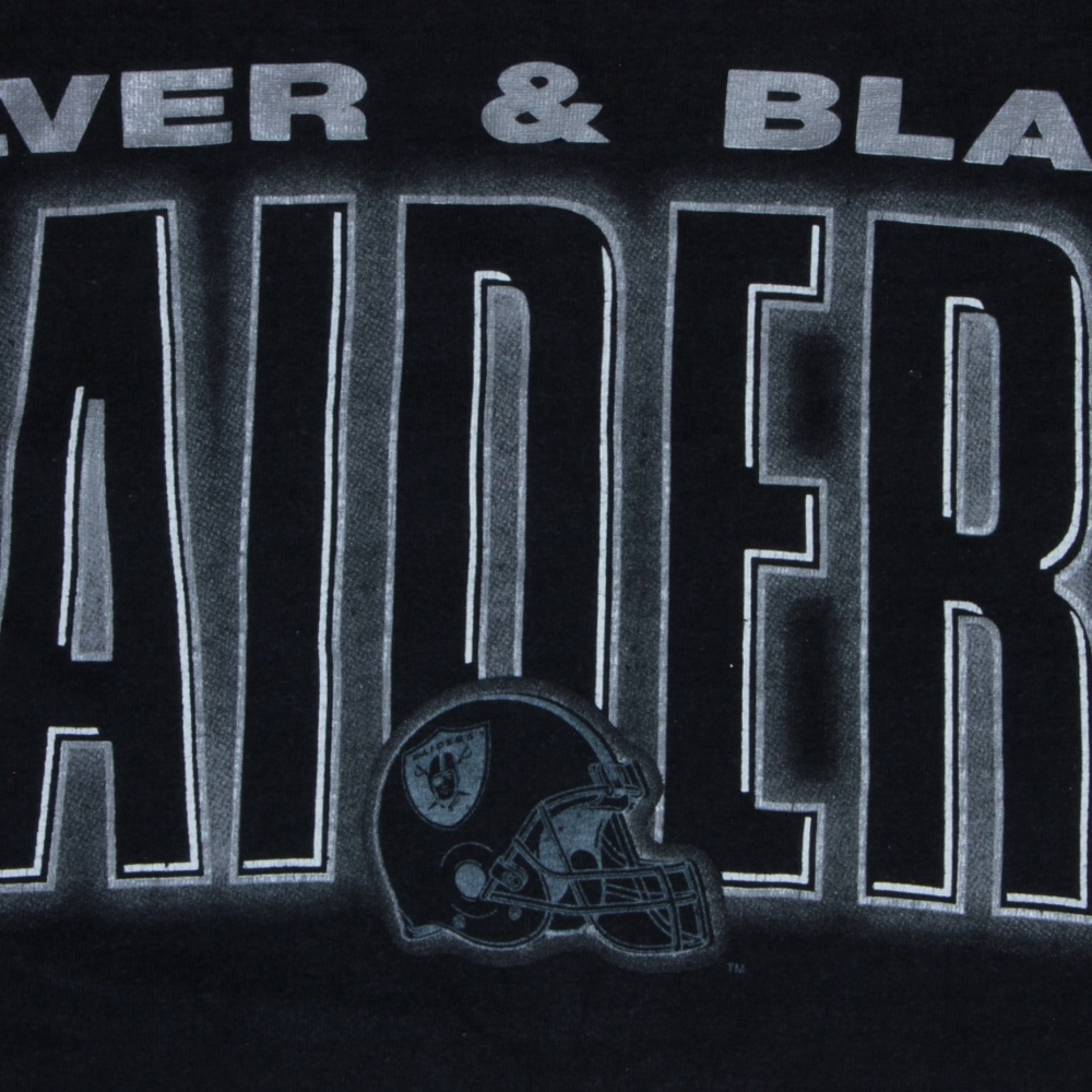 90s Vintage Raiders Silver & Black T Shirt - Picture 4 of 5